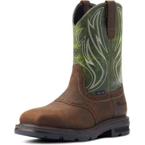 Ariat Men’s Sierra Shock Shield Steel Toe Work Boot(Dark Brown/Grass Green)