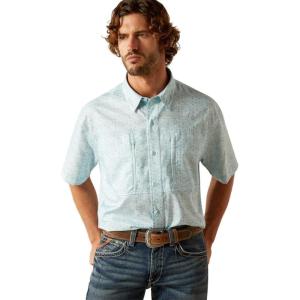 Ariat Mens Taupe Grey Venttek Short Sleeve Shirt(Blue)