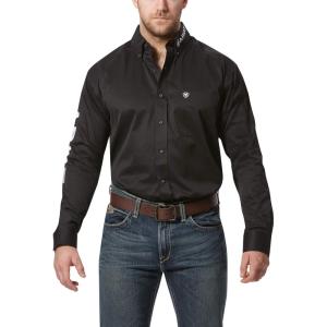 Ariat Men’s Team Logo Twill Classic Fit Shirt(Black/White)