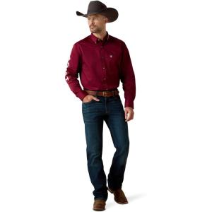 Ariat Men’s Team Logo Twill Classic Fit Shirt(Burgundy/White)
