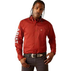 Ariat Men’s Team Logo Twill Classic Fit Shirt(Dark Red/Khaki)