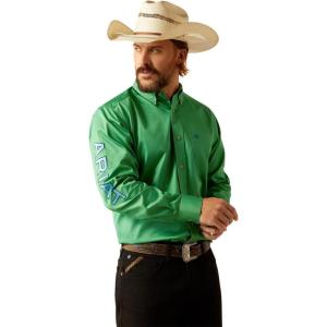 Ariat Men’s Team Logo Twill Classic Fit Shirt(Green/Blue)