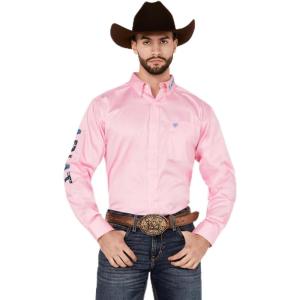 Ariat Men’s Team Logo Twill Classic Fit Shirt(Pink/Directoire Blue)