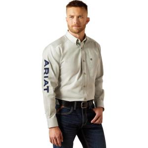 Ariat Men’s Team Logo Twill Classic Fit Shirt(Silver/Navy)