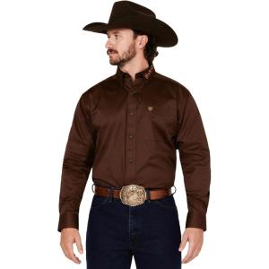 Ariat Men’s Team Logo Twill Fitted Shirt(Brown/Blue)