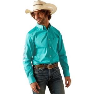 Ariat Men’s Team Logo Twill Fitted Shirt(Turquoise/Blue)