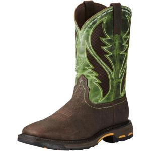 Ariat Men’s Workhog Pull-On Work Boot(Bruin Brown/Grass Green)