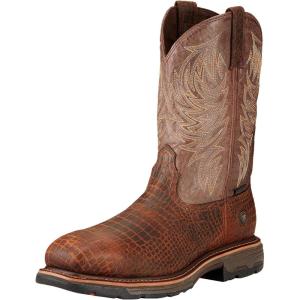 Ariat Men’s Workhog SQ Toe ST Work Boot(Brown Croco Print)