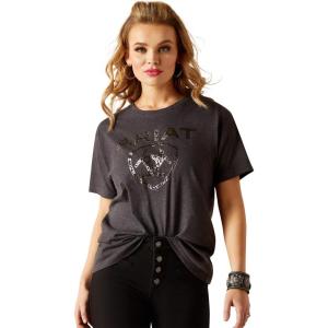 Ariat Womens Ariat Denim Label T-Shirt(Black Heather/Shield)