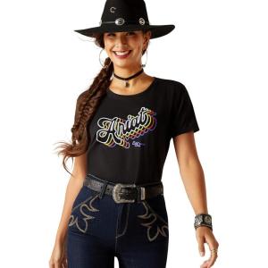 Ariat Womens Ariat Denim Label T-Shirt(Black/Ariat Rainbow Script)