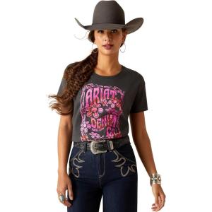 Ariat Womens Ariat Denim Label T-Shirt(Charcoal Heather/Ariat Presents)