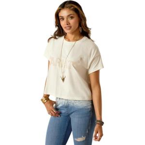 Ariat Womens Ariat Denim Label T-Shirt(Coconut Milk/Wild Hat)