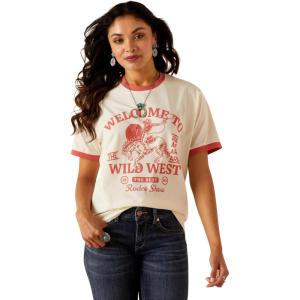 Ariat Womens Ariat Denim Label T-Shirt(Coconut Milk/Wild West Show)