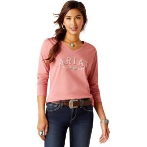 Ariat Womens Ariat Denim Label T-Shirt(Dusty Rose/Flora Tee)