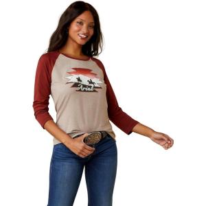 Ariat Womens Ariat Denim Label T-Shirt(Oatmeal Heather/Adventure Tee)