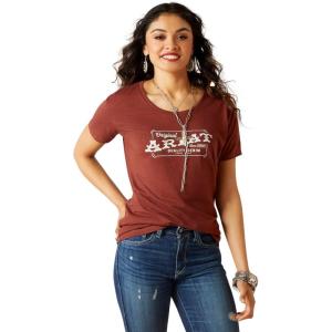 Ariat Womens Ariat Denim Label T-Shirt(Rust Heather/Ariat Denim Label)