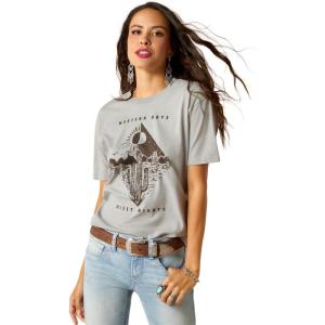 Ariat Womens Ariat Denim Label T-Shirt(Stone Heather/Ariat Day and Night)