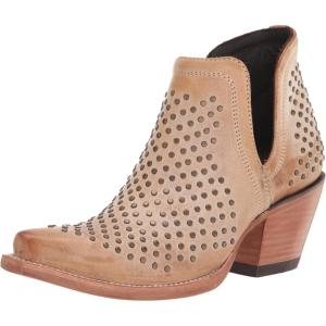 Ariat Womens Dixon Studded Snip Toe Casual Boots Ankle Mid Heel 2-3″ – Black(Old West Tan)