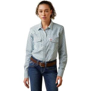 Ariat Womens Fr Tillie Snap Work Shirt(Bachelor Button Print)