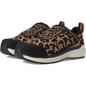 Ariat Women`s Outpace Black Composite Toe Work Shoe(Leopard Print)