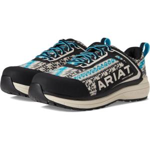 Ariat Women`s Outpace Black Composite Toe Work Shoe(Turquoise Aztec)