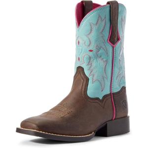Ariat Women’s Tombstone Wide Square Toe Western Cowboy Boot(Bay Brown/Bell Blue)