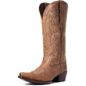 Ariat womens Heritage X Toe Elastic Wide Calf Western BootWestern Boot(Dark Brown)