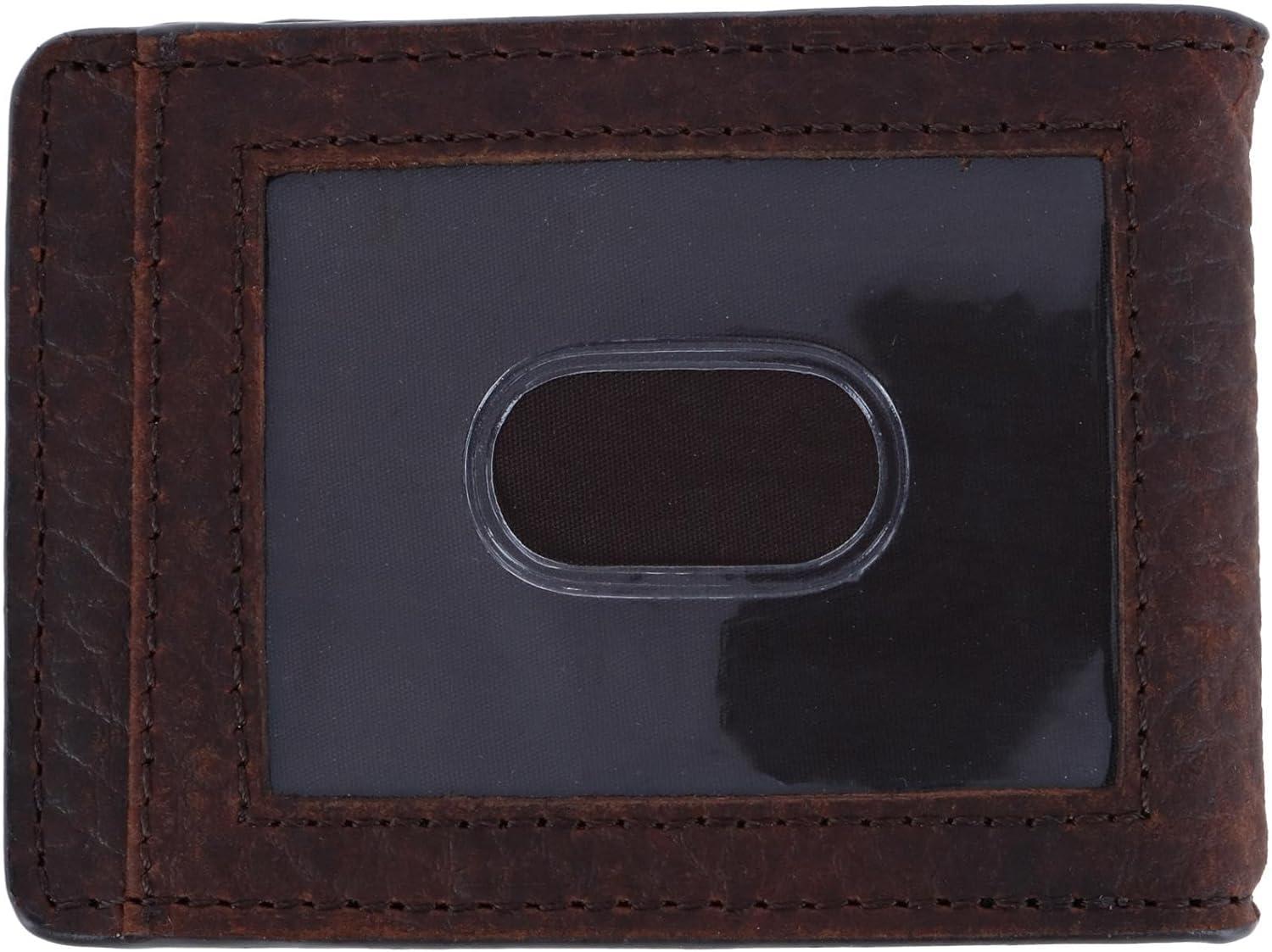 imageARIAT Mens Large Logo Bull Hide Leather Bifold Money Clip Wallet