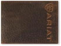 imageARIAT Mens Large Logo Bull Hide Leather Bifold Money Clip Wallet