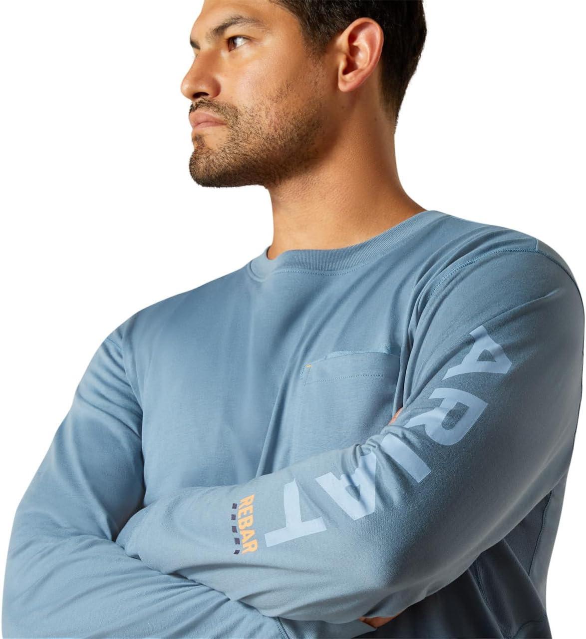 imageARIAT Mens Rebar Workman Logo TShirtBluestoneDusty Blue