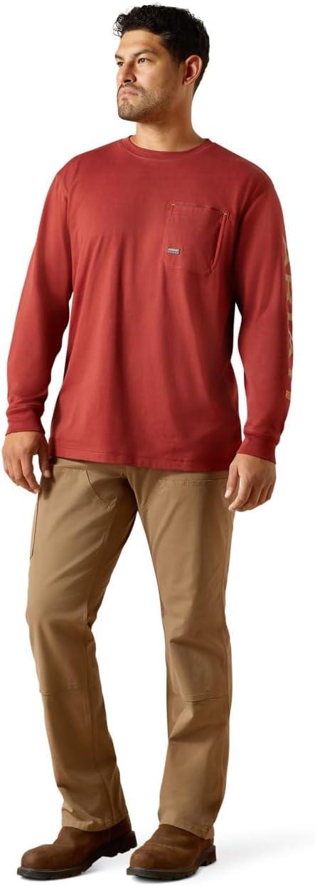 imageARIAT Mens Rebar Workman Logo TShirtRusset BrownDijon