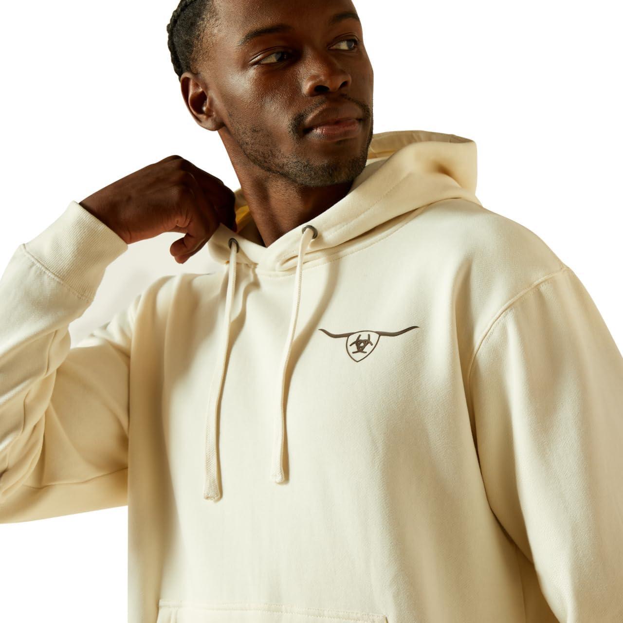 imageARIAT mens Shield Steerhead HoodieOatmeal
