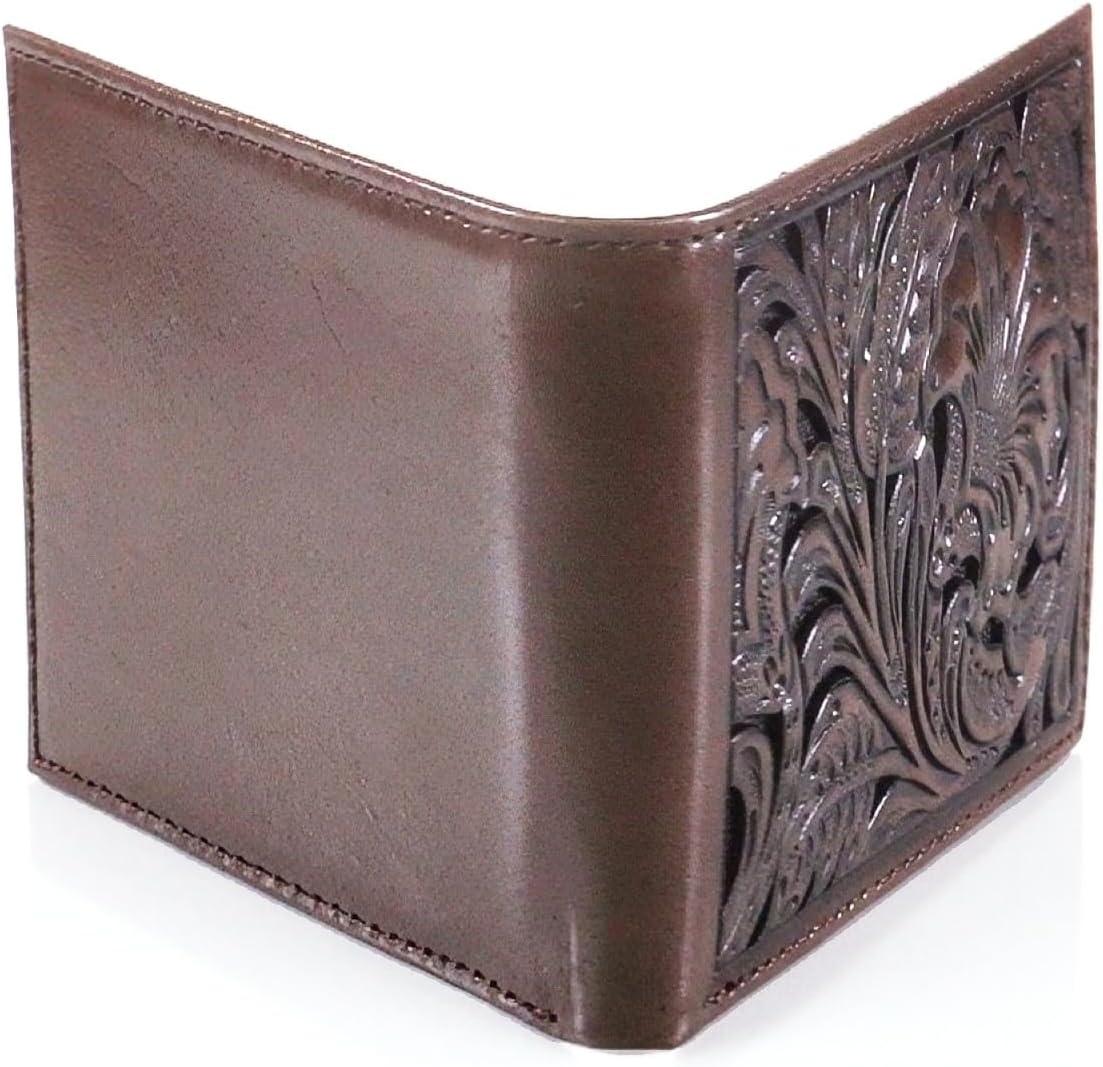 imageAriat Mens Tonal Brown Floral Inlay Trifold WalletBrown