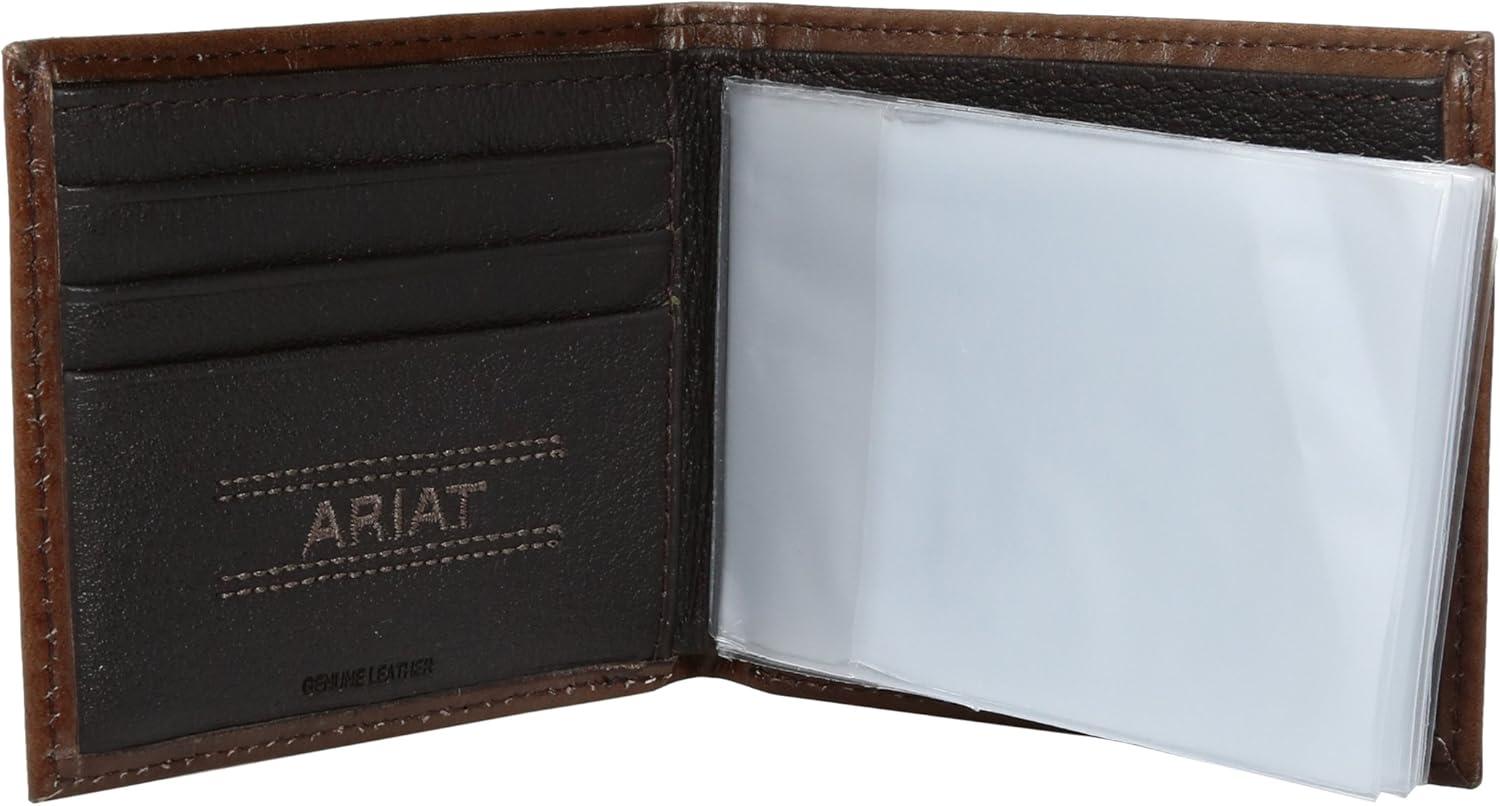 imageAriat Mens Tonal Brown Floral Inlay Trifold WalletBrown