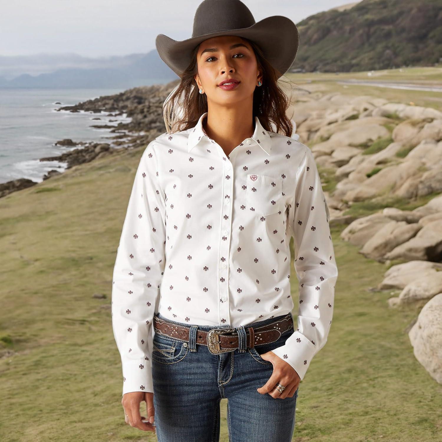 imageAriat Womens Kirby Stretch ShirtThunderbird Print