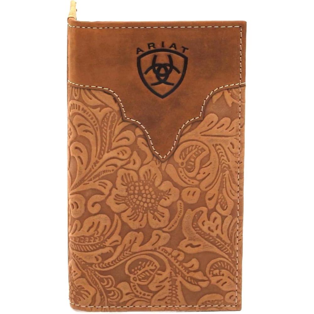 imageARIAT Mens Genuine Leather Floral Embossed Rodeo Wallet