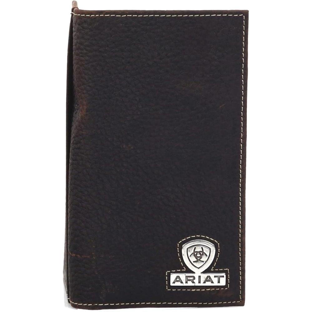 imageARIAT Mens Logo Bifold Leather Wallet Brown One Size