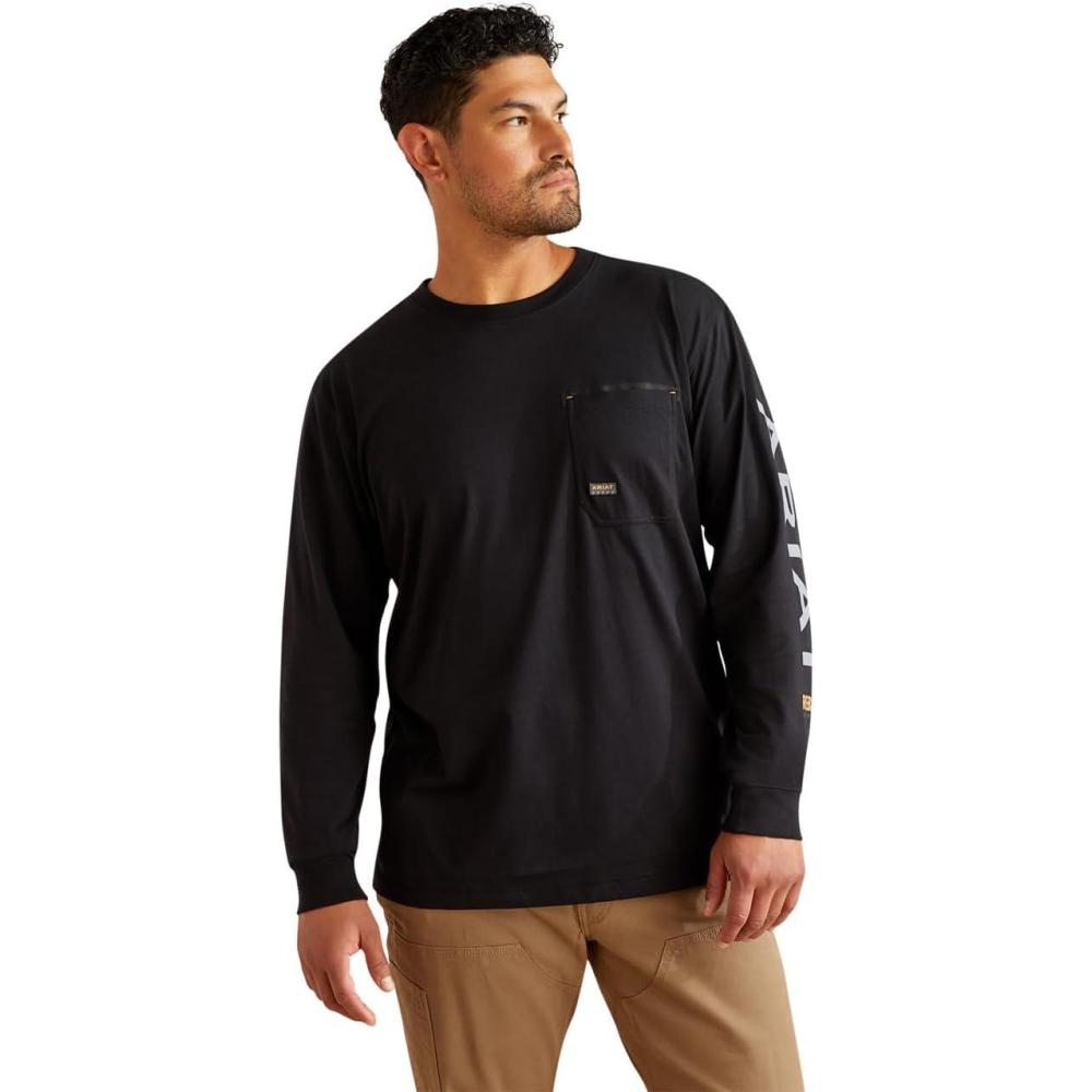 imageARIAT Mens Rebar Workman Logo TShirtBlackAlloy