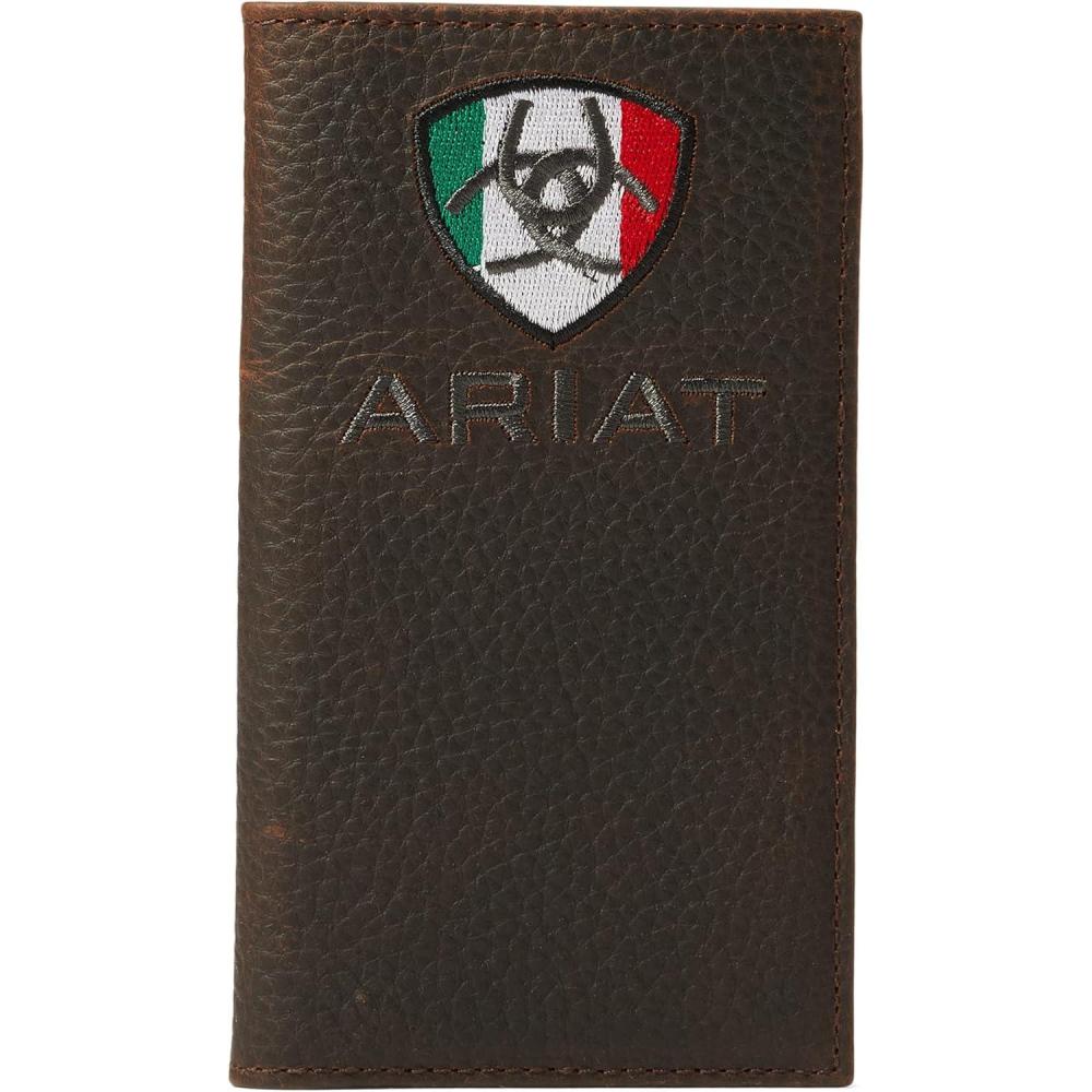 imageARIAT Mens Rodeo Wallet Mexican Flag Logo Brown