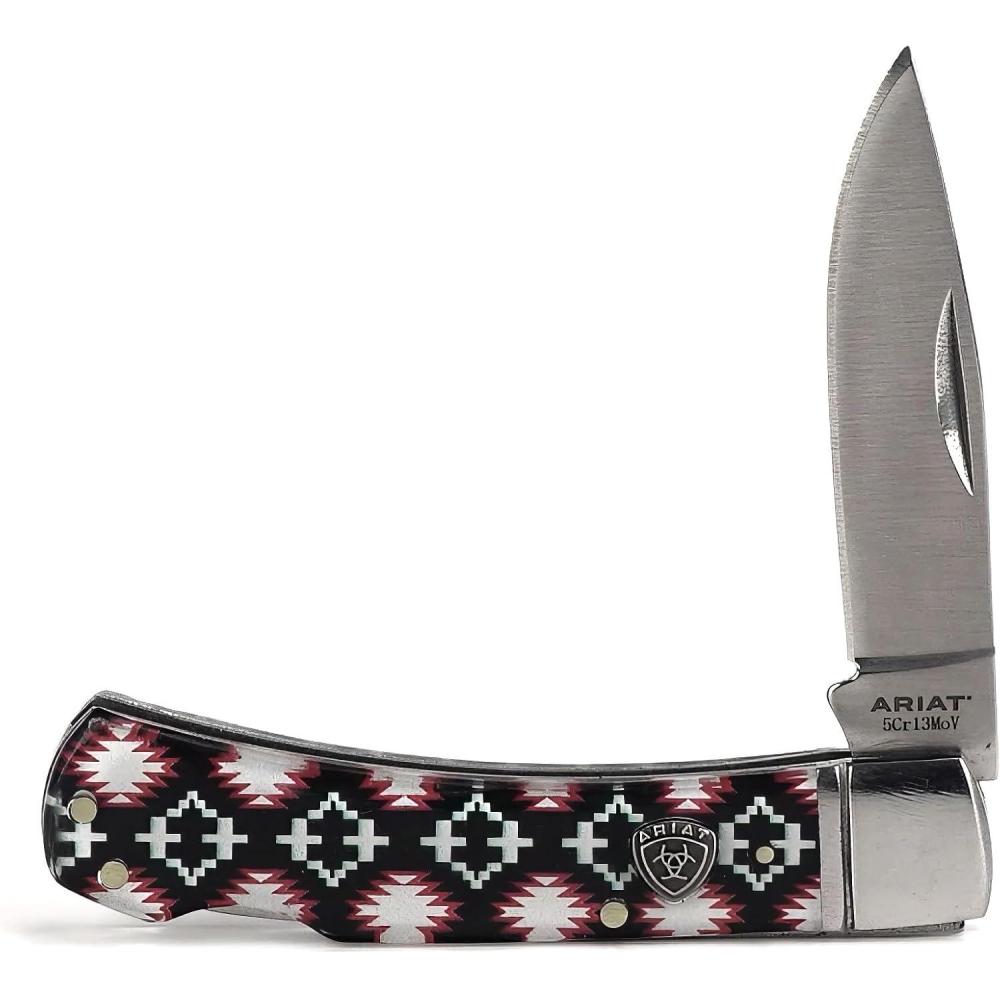 imageARIAT Southwestern Shield Smooth Blade Folding Pocket Knife Multicolor 3 Blade LargeMulticolor Shield