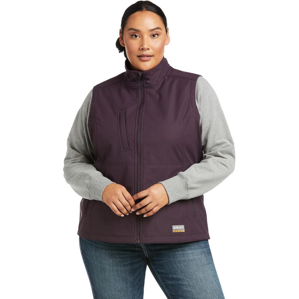 imageARIAT mens Rebar Stretch Canvas Softshell VestPlum Perfect