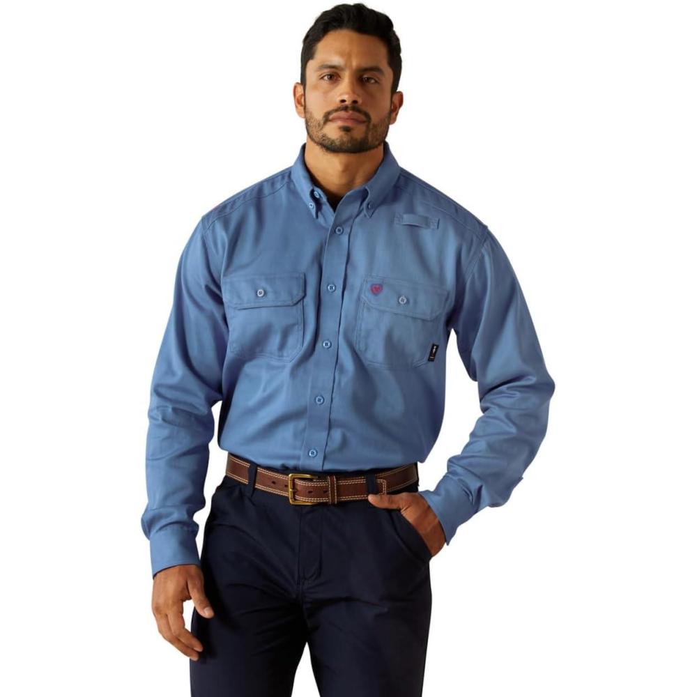 imageARIAT unisexadult Fr Solid Work ShirtMedium Blue