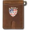 imageARIAT Mens Leather Bifold Money Clip Wallet with American Flag Shield EmbroideryWestern