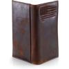 imageARIAT Mens Rodeo Wallet with Distressed USA Flag and Shield Logo Brown Genuine Leather Multiple Compartments 612quot x 312quotBrown