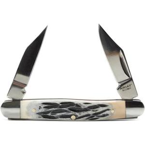 ARIAT Large Muskrat Folding Knife, Tan Wood Handle w/Shield – Two Blades(Tan)