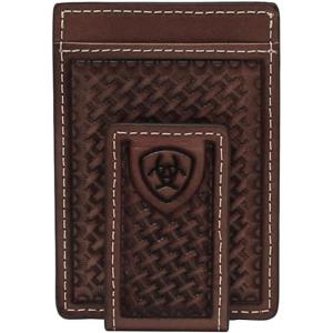 ARIAT Men’s Basketweave Embossed Leather Money Clip Wallet