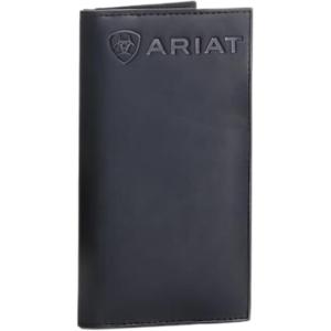 ARIAT Men’s Black Leather Bifold Wallet with Embossed Logo