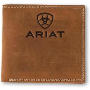 ARIAT Men’s Embossed Logo Brown Leather Bifold Wallet A3548244