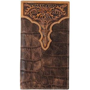 ARIAT Men’s Floral Embossed Bi-Fold Rodeo Wallet – A3552802 One Size