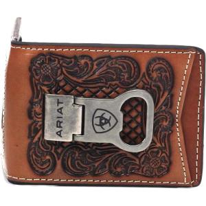 ARIAT Men’s Floral Embossed Bifold Money Clip Wallet